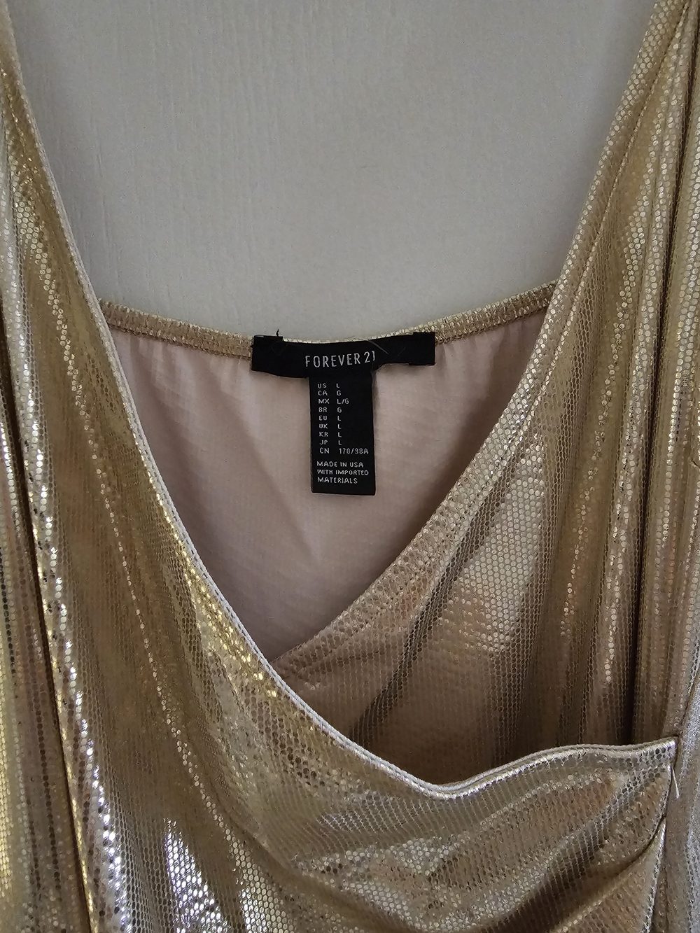 Forever 21 Gold Metallic Draped Slip Mini Dress - Picture 3 of 4